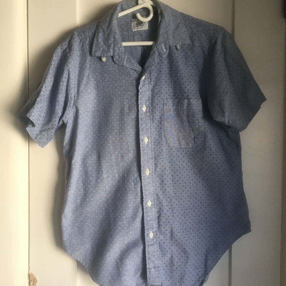 Mark McNair Short Sleeved Polka Dot Button Down